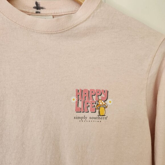 Simply Southern Pink Long Sleeve T-Shirt "Happy Life Happy Mind" Fairy Hippie - Picture 3 of 13